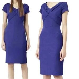 REISS Augustini Fold Neck Blue Knee Length Dress US4 NWT ($340)